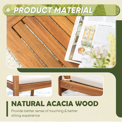 4 Piece Acacia Wood Sofa Set