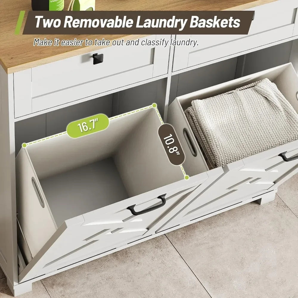 Double Tilt-Out Laundry Hamper Cabinet