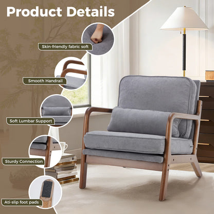 Modern Solid Wooden Frame Accent Chair