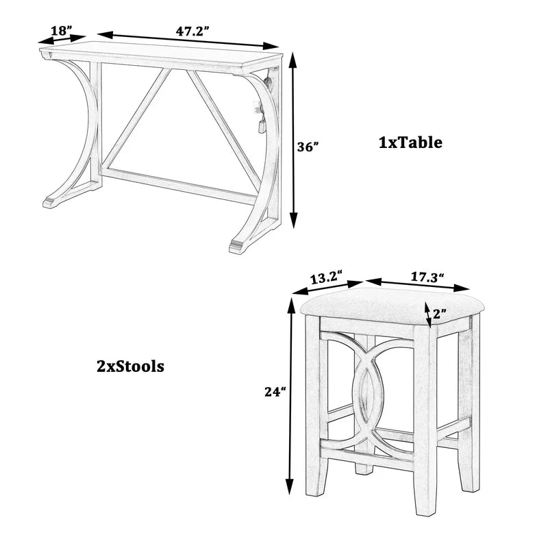 Counter Height Dining Set with USB Port