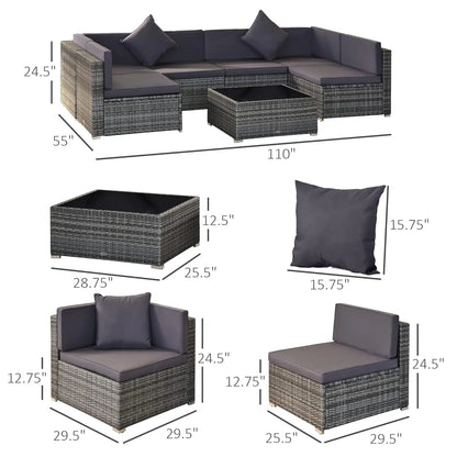 7pc Rattan Sectional Sofa