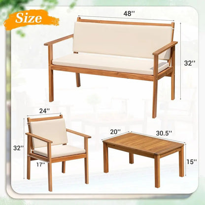 4 Piece Acacia Patio Set