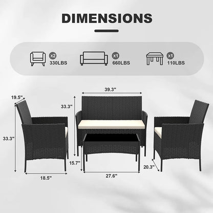 4-Piece  Rattan Patio Set
