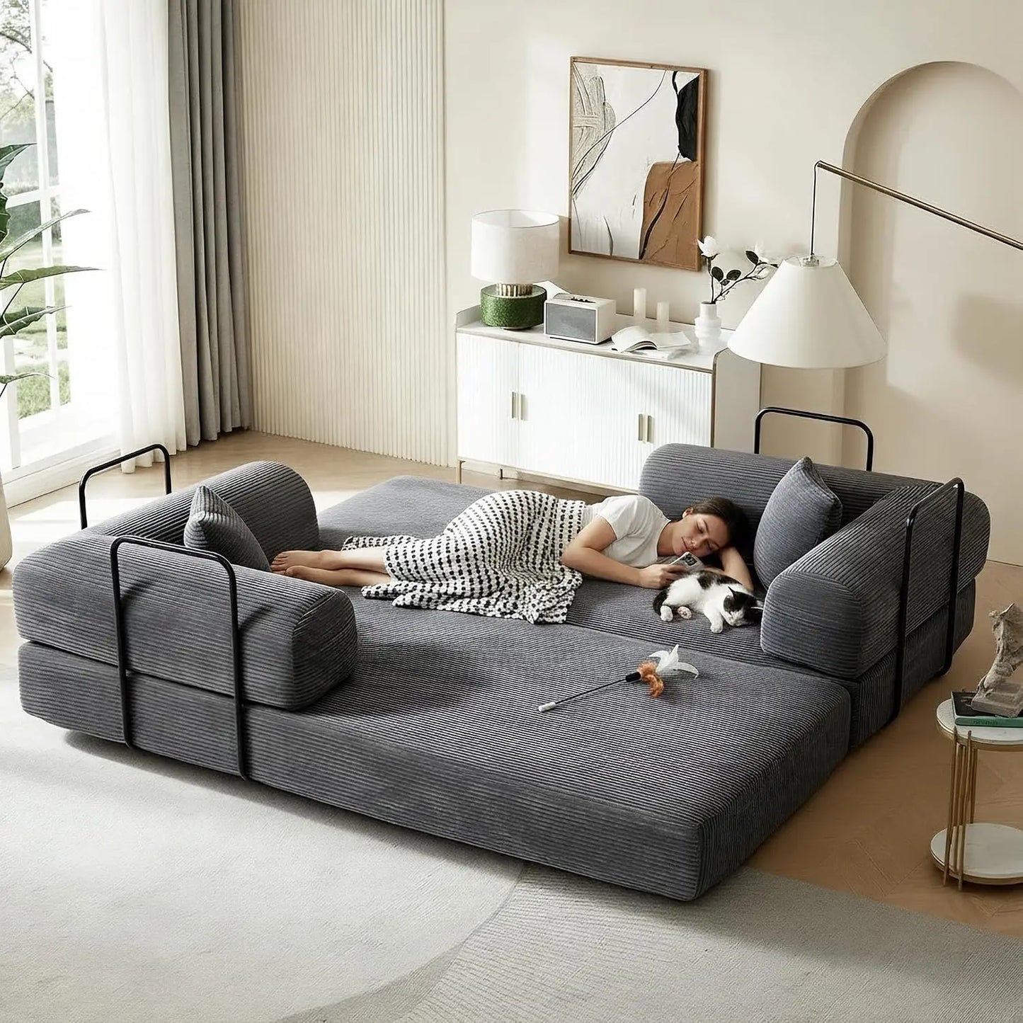 80 Inch Multi-Functional Convertible Sofa