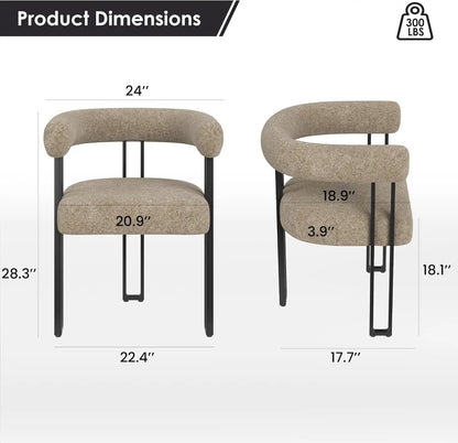 Set of 2 Upholstered Dining Arm Chairs