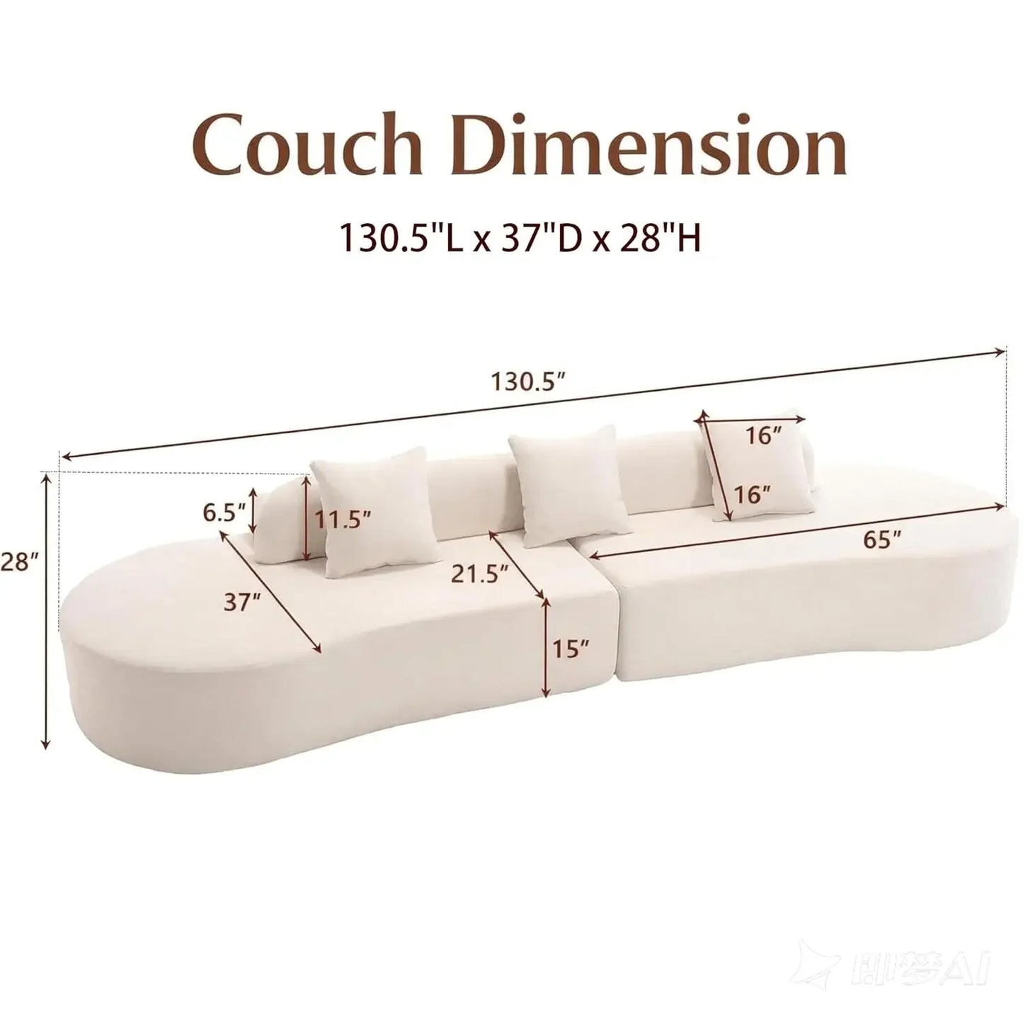 130” Boneless Sectional Sofa