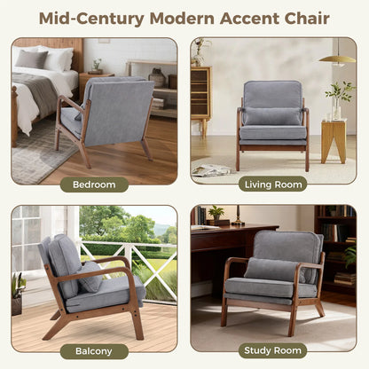 Modern Solid Wooden Frame Accent Chair