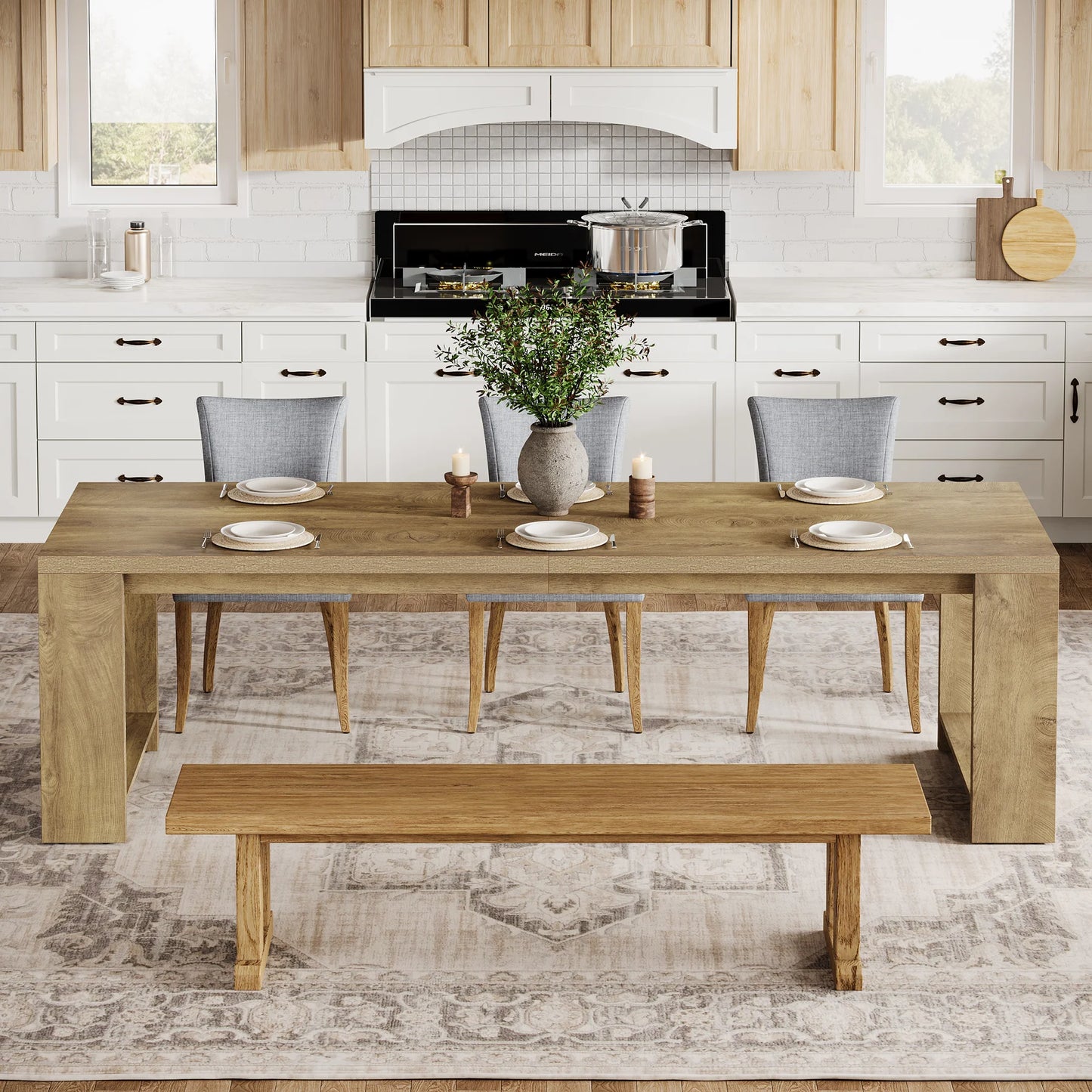 Modern  86.61-Inch Dining Table