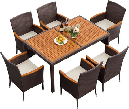 7 Piece Acacia Wood Patio Dining Set