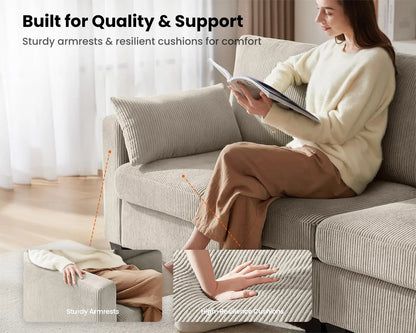 Modular Sectional Sleeper Sofa with Storage Ottoman