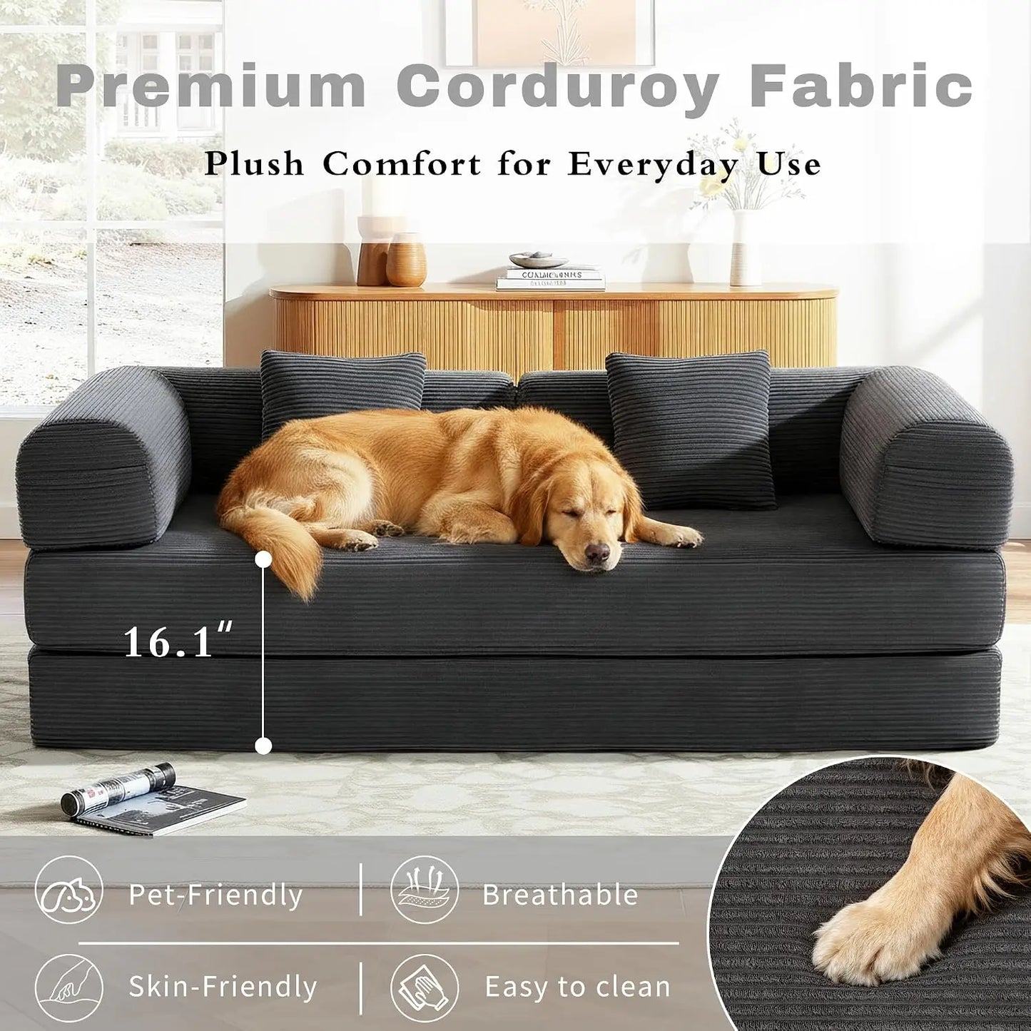 80 Inch Multi-Functional Convertible Sofa