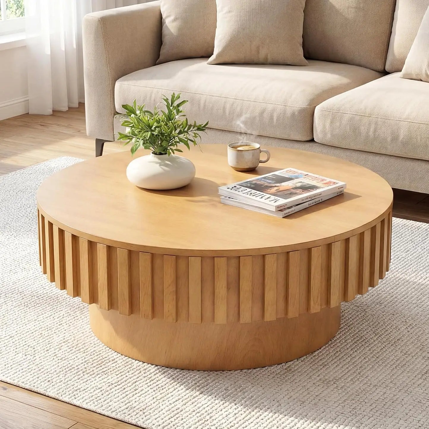 Round Coffee Table with Storage