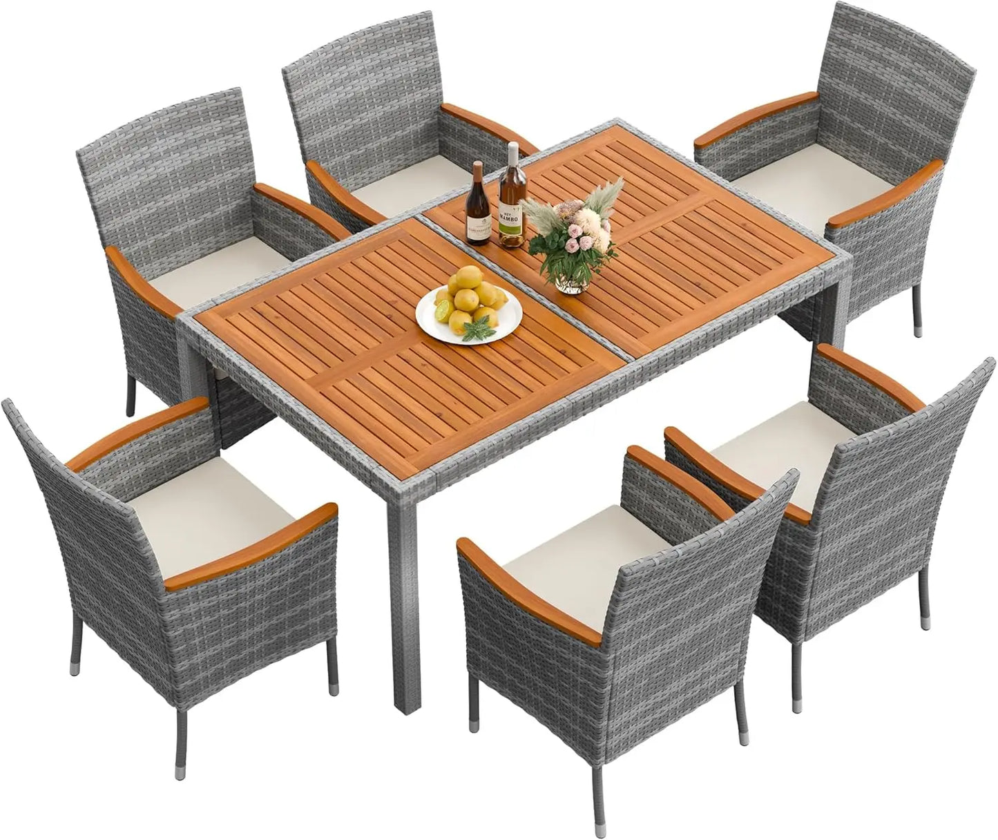 7 Piece Acacia Wood Patio Dining Set