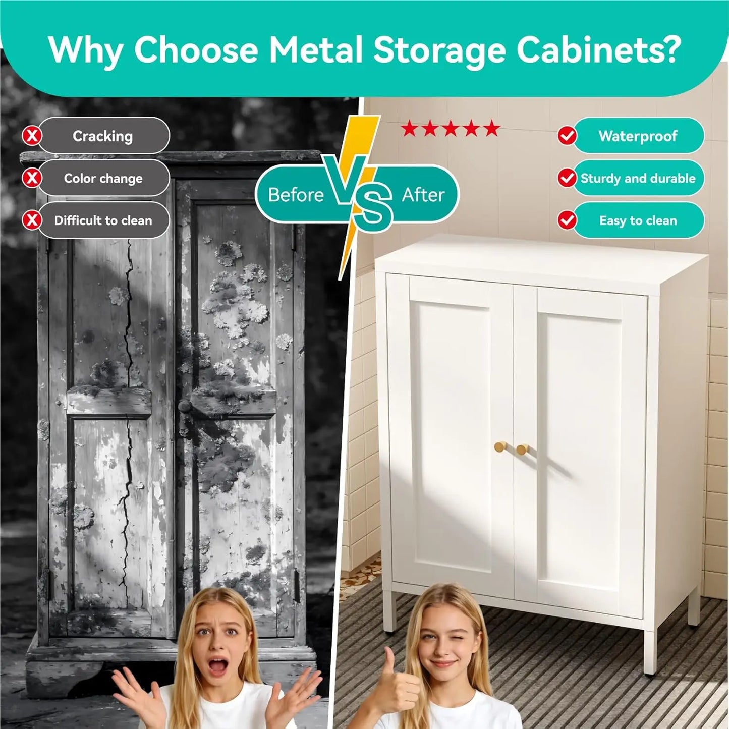 Metal Storage Cabinet with Adjustable Shelves