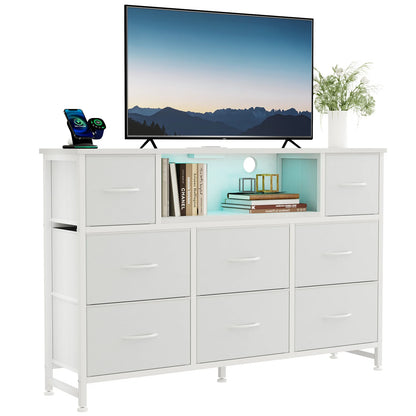 Dresser with LED Lights & Charging Station