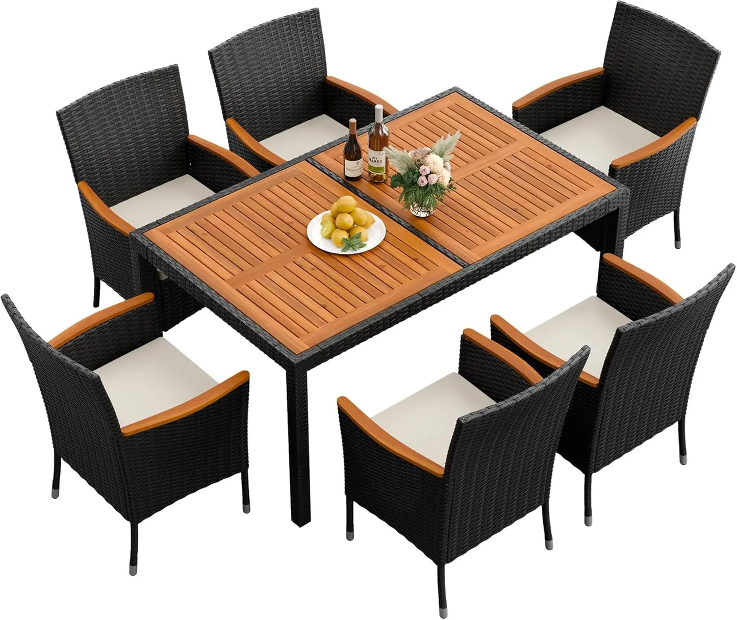 7 Piece Acacia Wood Patio Dining Set