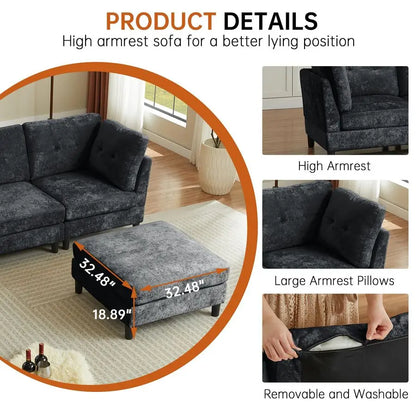 Oversized 3 Seater Sofa with Ottoman
