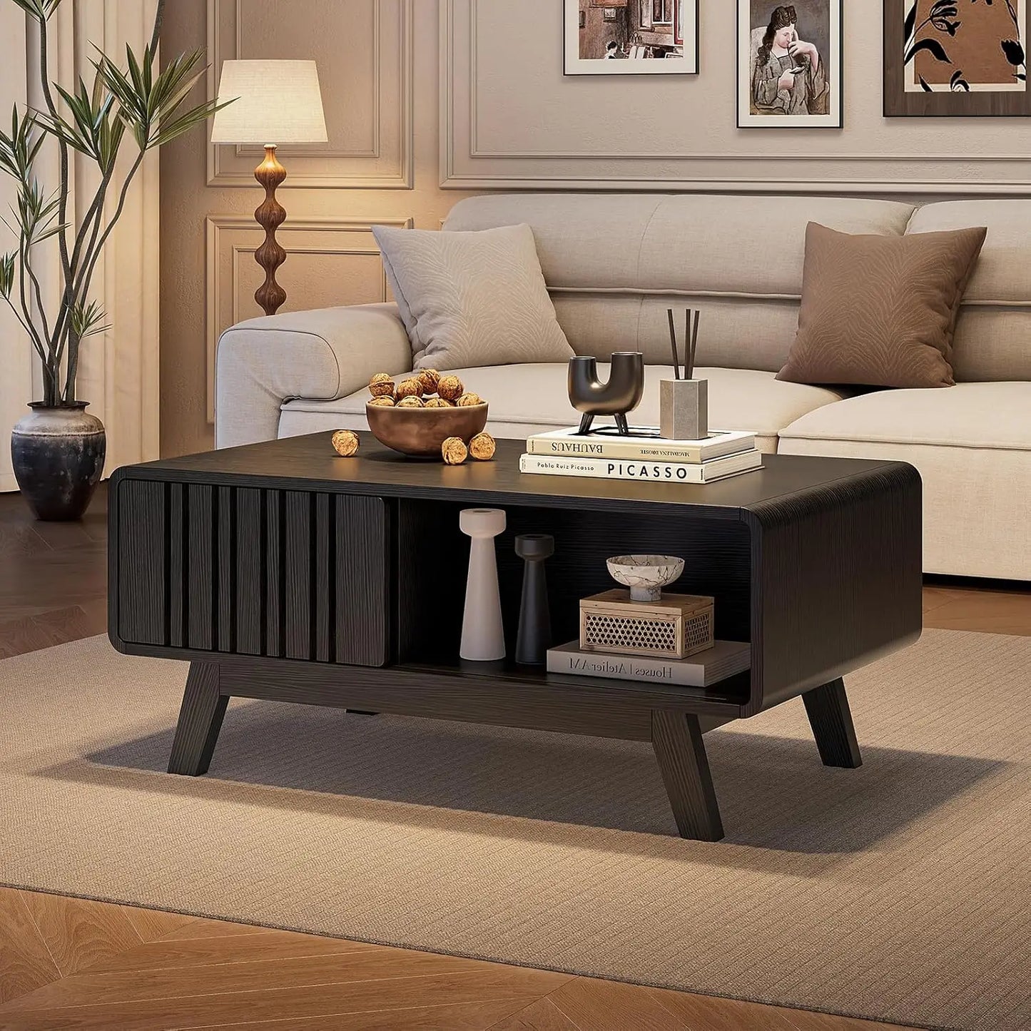 Mid Century Modern Coffee Table with Storage