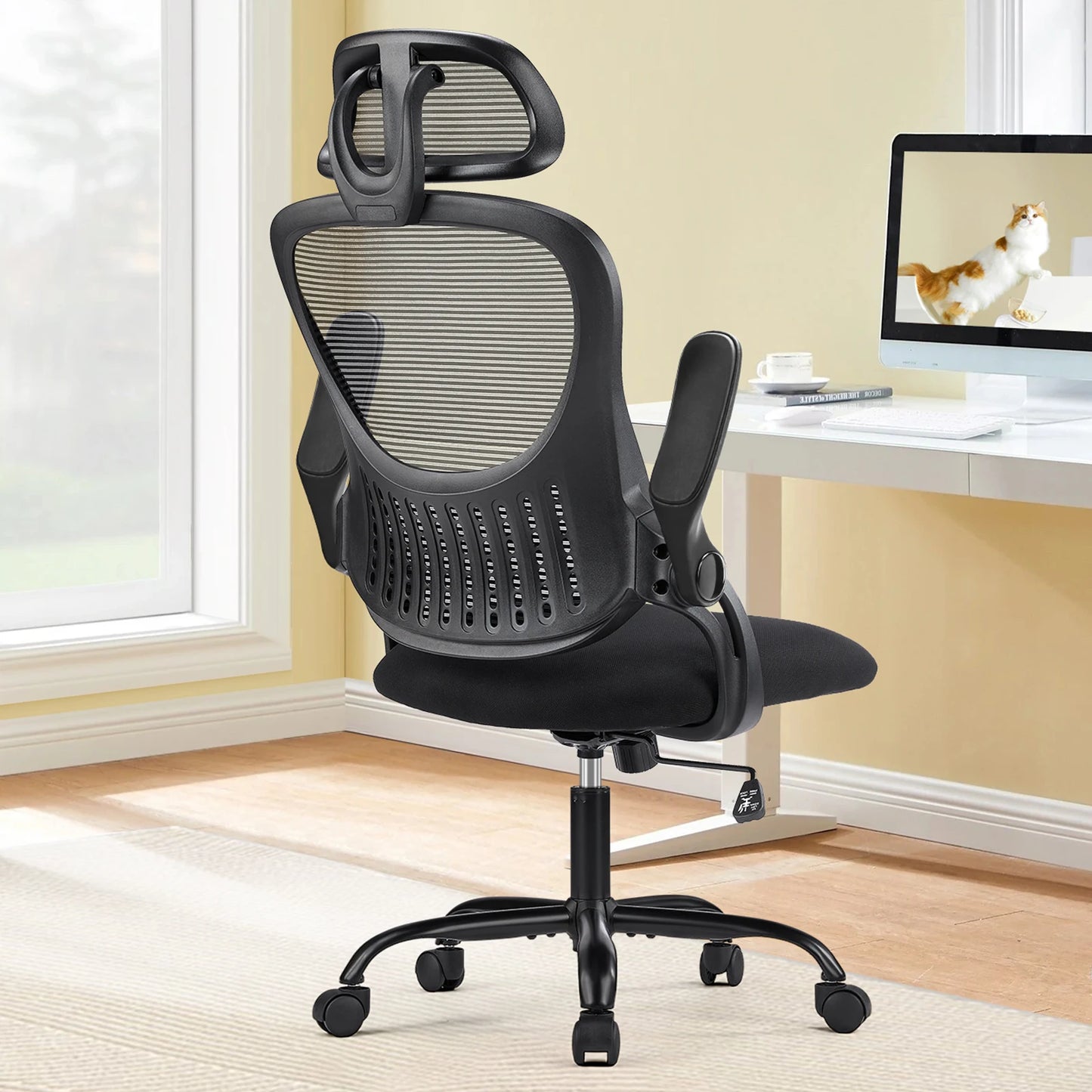 Office Chair with Flip-up Arms and Lumbar