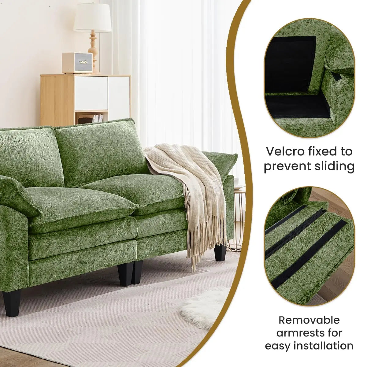 Modern Loveseat Sofa with Chenille Fabric
