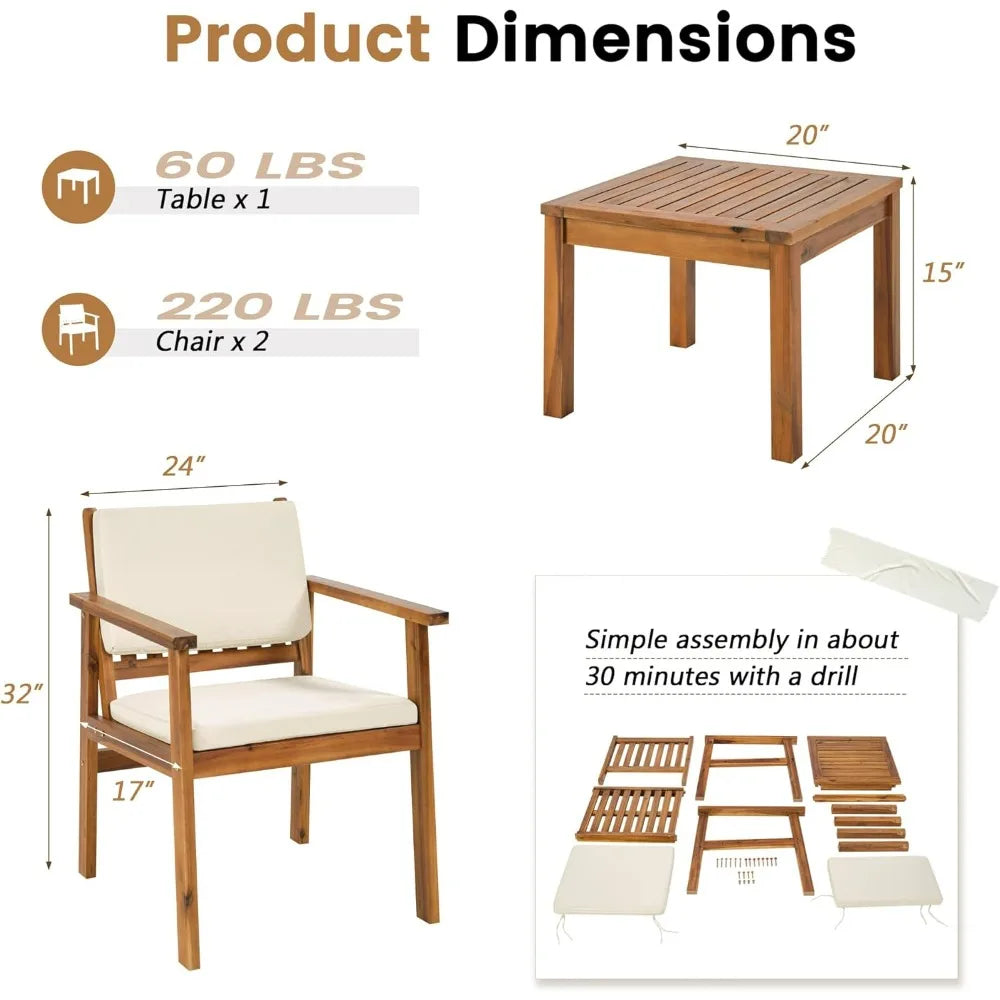 Acacia Wood Patio Furniture with Coffee Table
