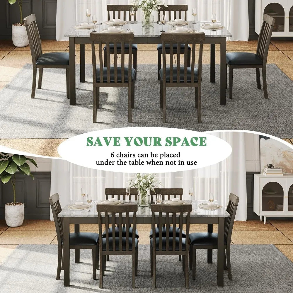 7-Piece Solid Wood Dining Set