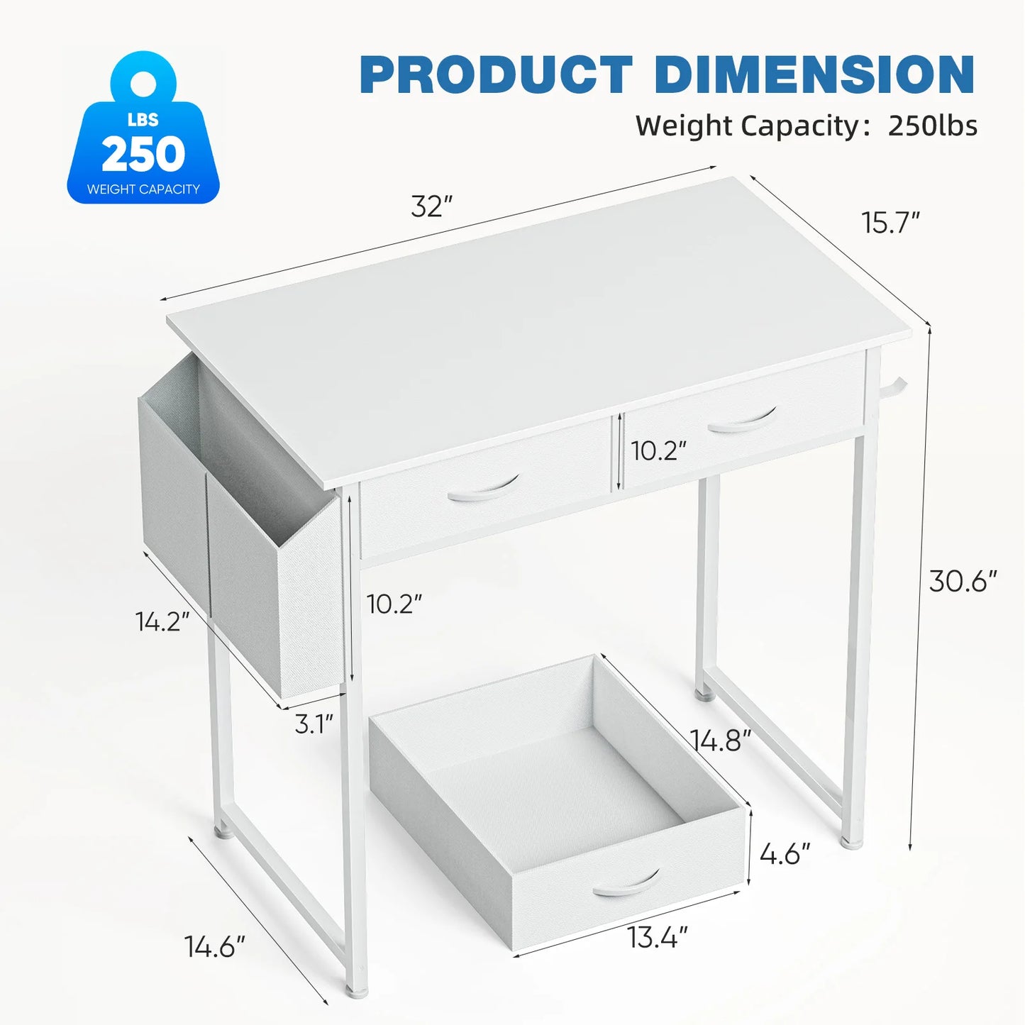 Adjustable Modern Desk With Side Bag