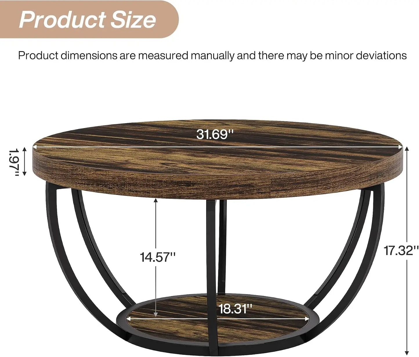 Modern Round Industrial Coffee Table