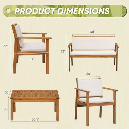 Acacia Wood Patio Furniture with Coffee Table