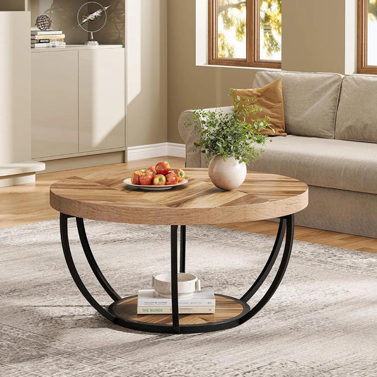 Modern Round Industrial Coffee Table