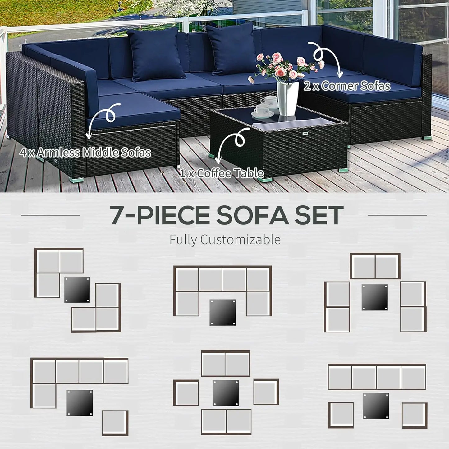7 Piece Sectional Sofa Set