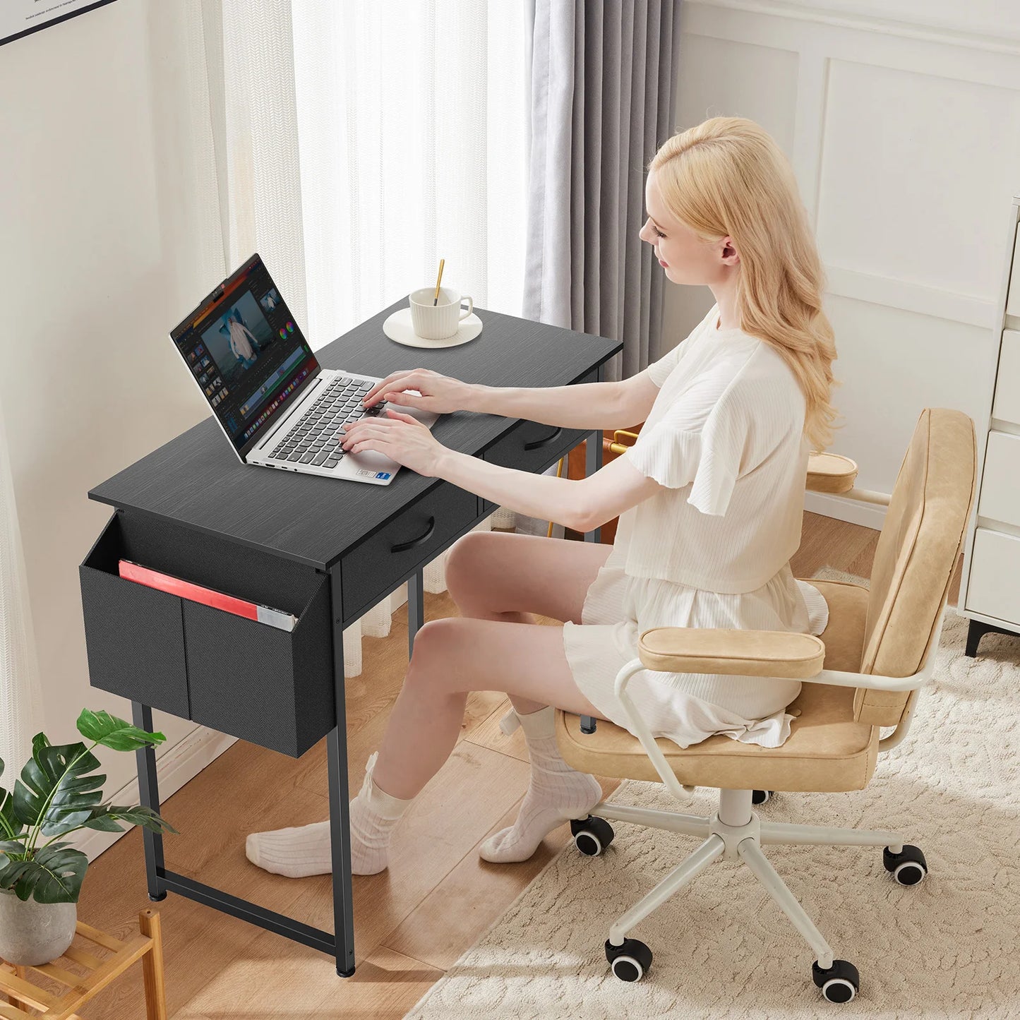 Adjustable Modern Desk With Side Bag