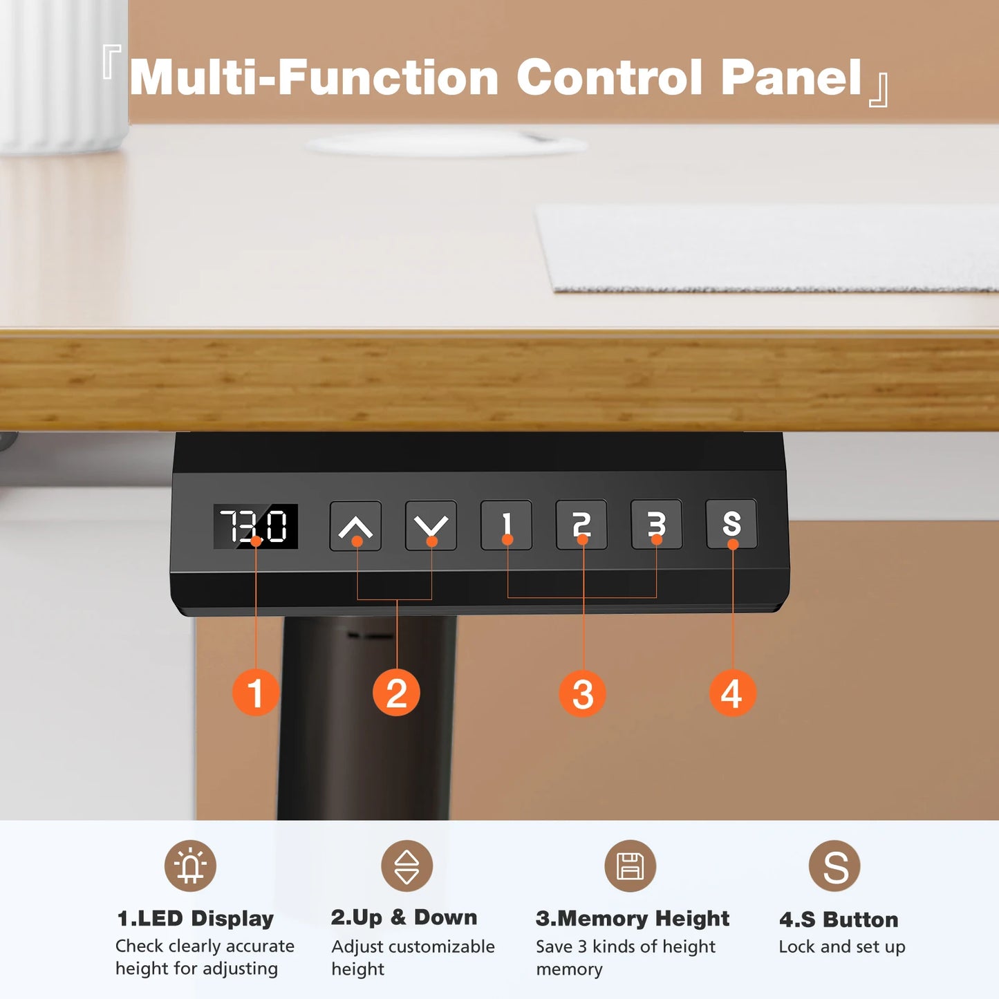Electric Height Adjustable Ergonomic Standing Computer Desk