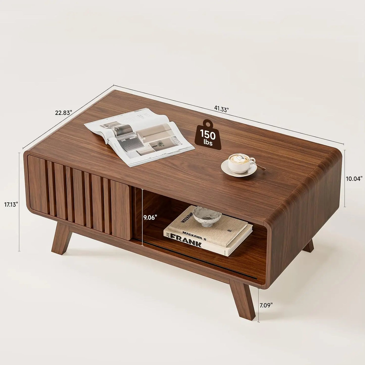 Mid Century Modern Coffee Table with Storage