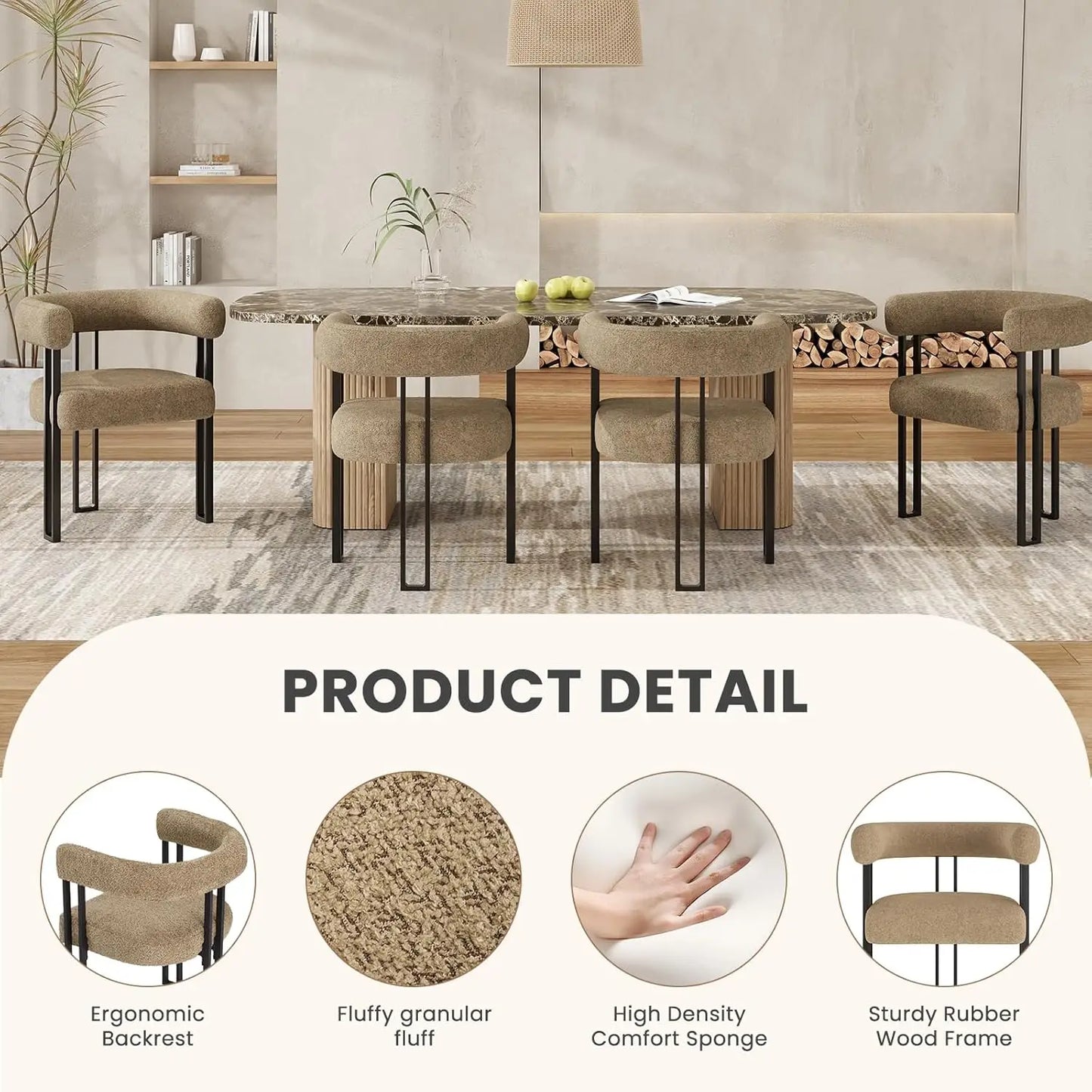 Set of 2 Upholstered Dining Arm Chairs