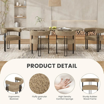 Set of 2 Upholstered Dining Arm Chairs