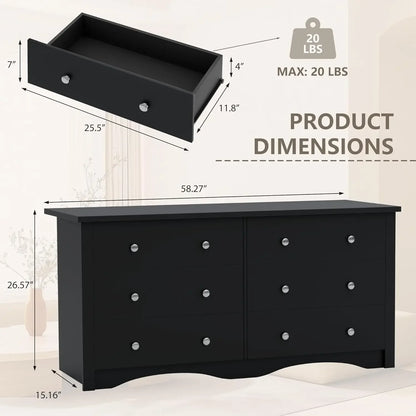6 Drawer Wood Dresser