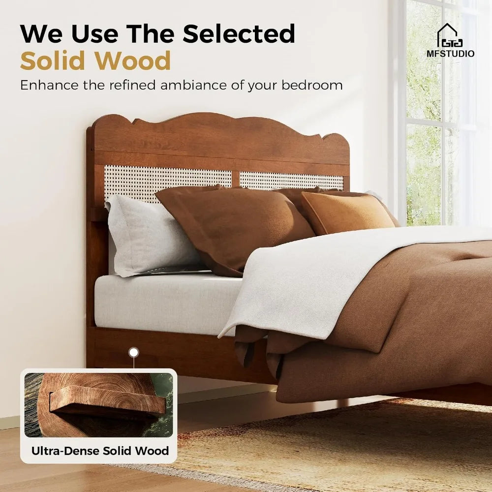 Platform Rattan Queen Bed Frame