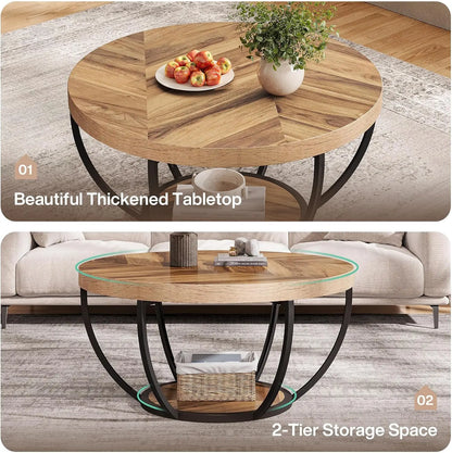 Modern Round Industrial Coffee Table
