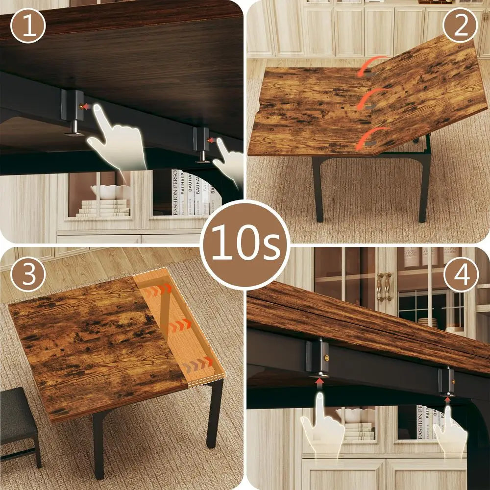 Extendable Kitchen Table Set with 6 Chairs,
