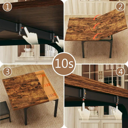 Extendable Kitchen Table Set with 6 Chairs,