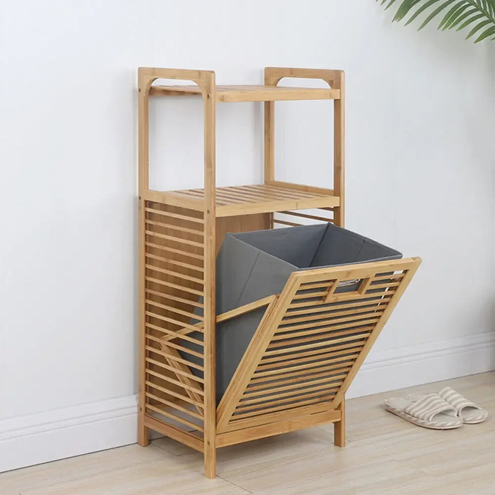 Bamboo Laundry Hamper Cabinet