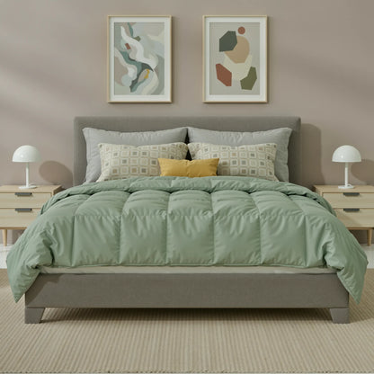 Upholstered Bed Frame with Adjustable Linen Headboard
