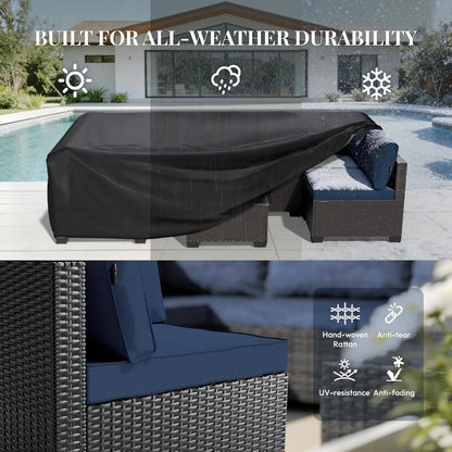 7 Piece Rattan Patio Modular Sectional