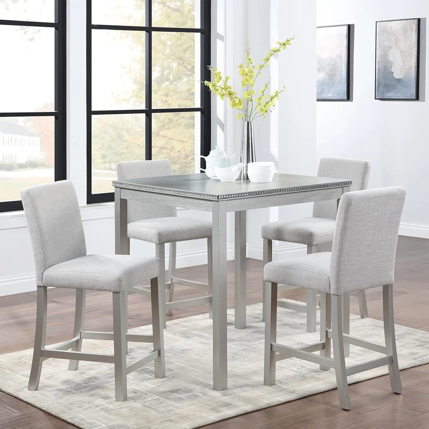 5-Piece Solid Wood Counter Height Kitchen Table Set