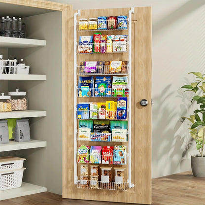 Over The Door Food Pantry Organizer- Heavy-Duty Multi-Level Storage Rack For Kitchen And Laundry Room - Space-Saving Organizer