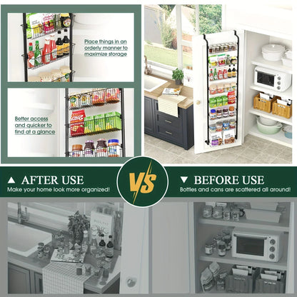 Over The Door Food Pantry Organizer- Heavy-Duty Multi-Level Storage Rack For Kitchen And Laundry Room - Space-Saving Organizer
