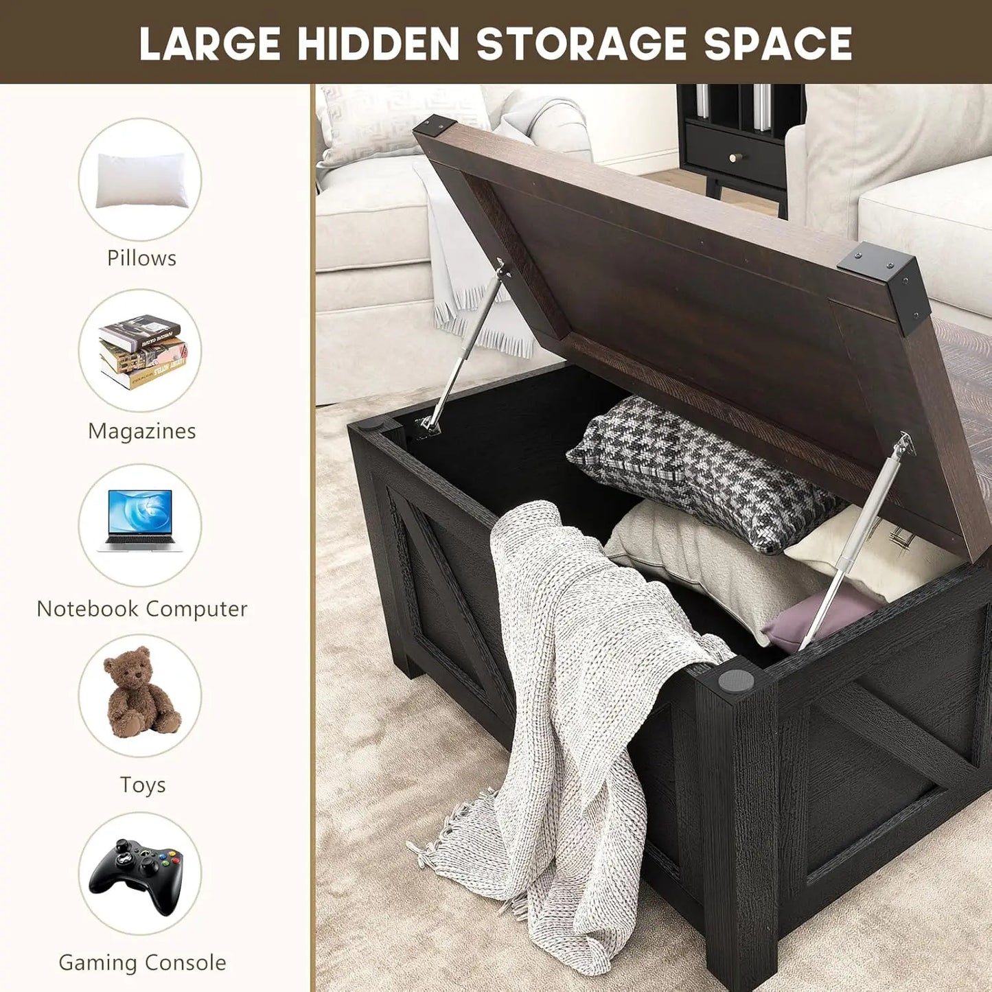 Coffee Table with Storage & Charging