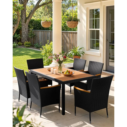 7 Piece Acacia Wood Patio Dining Set