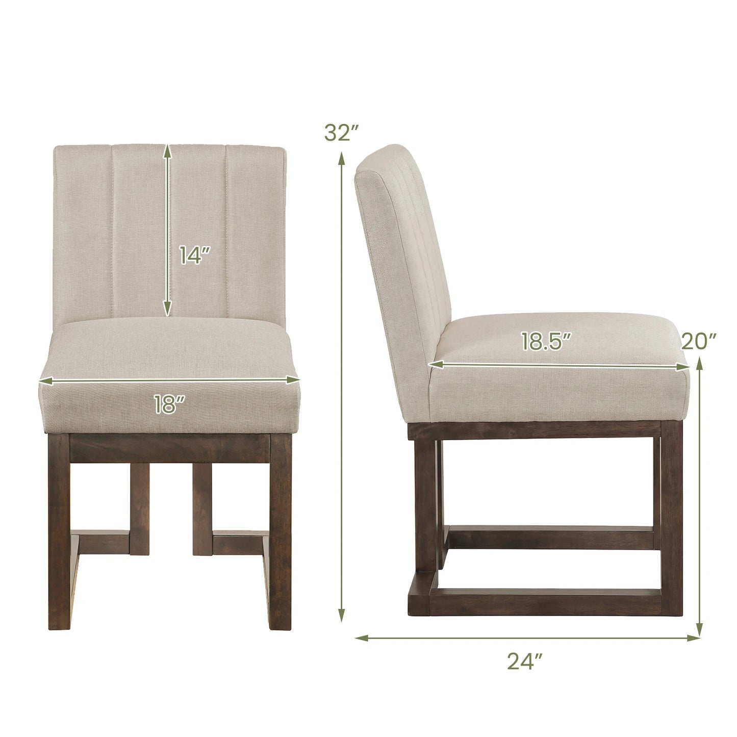 2 PCS Wooden Dining Chairs